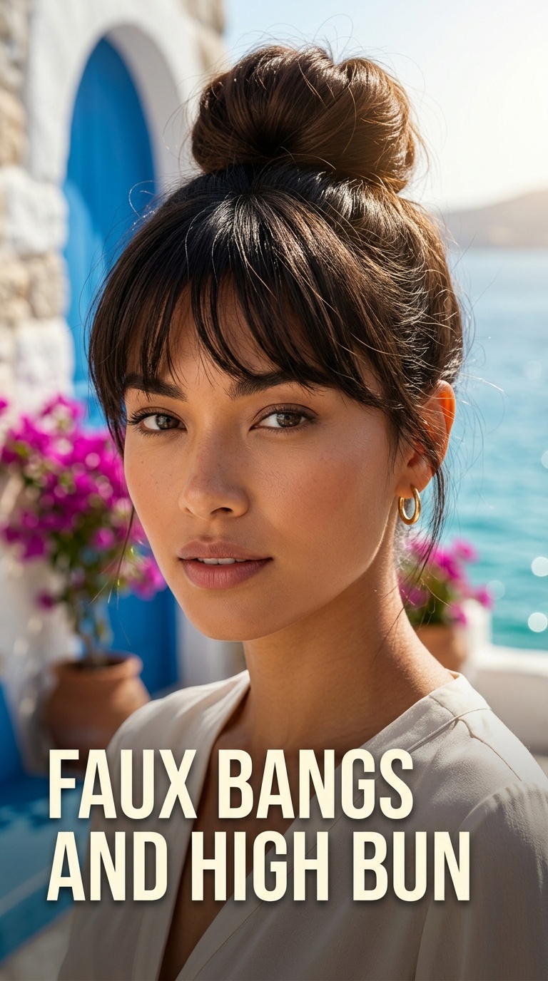 Faux Bangs and High Bun