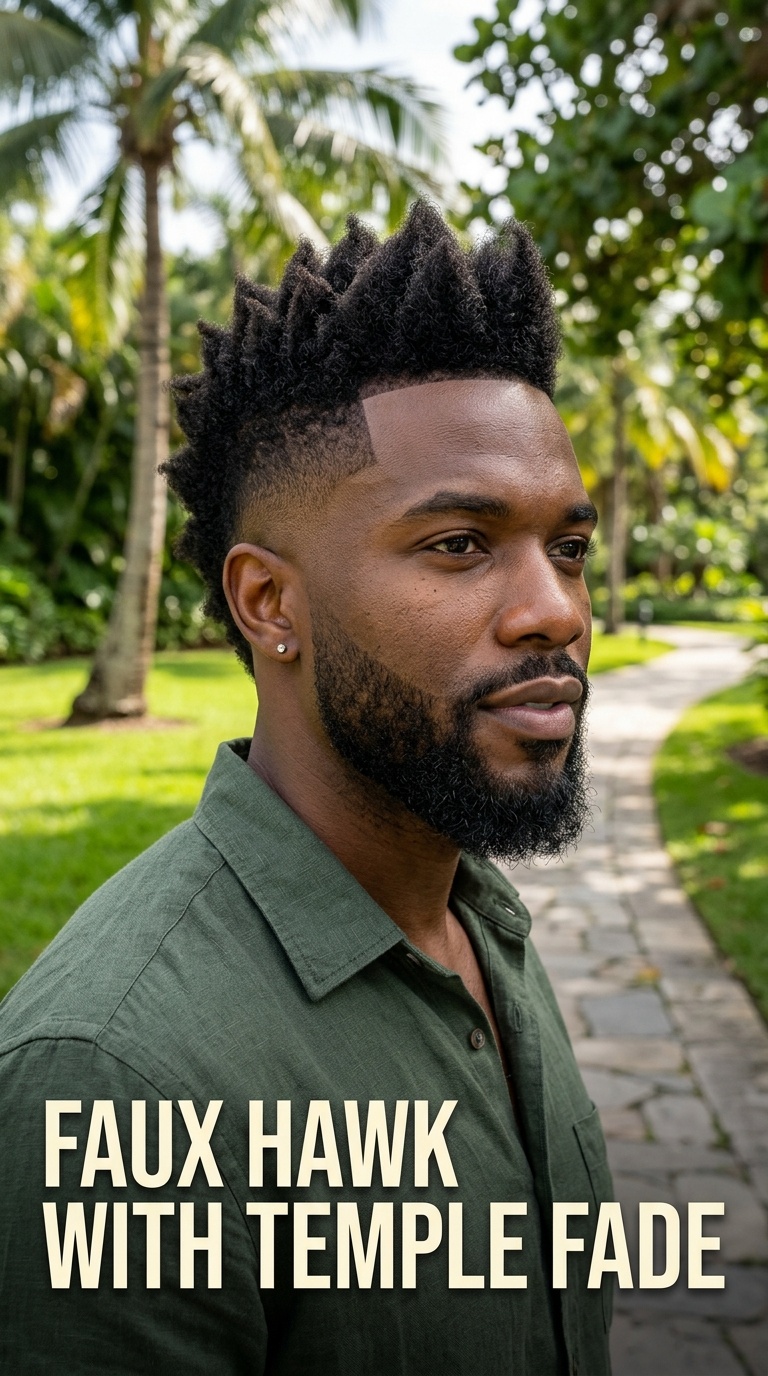 Faux Hawk with Temple Fade
