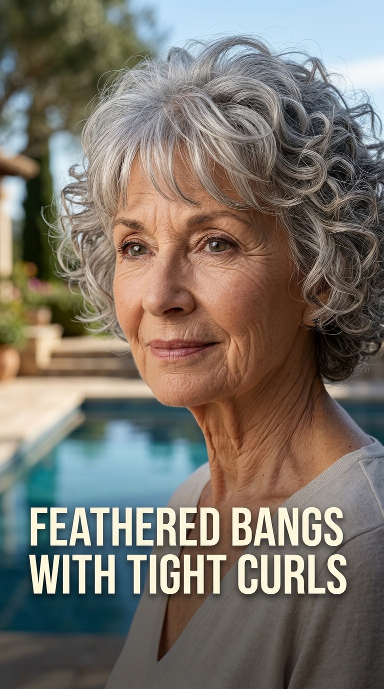 Feathered Bangs with Tight Curls