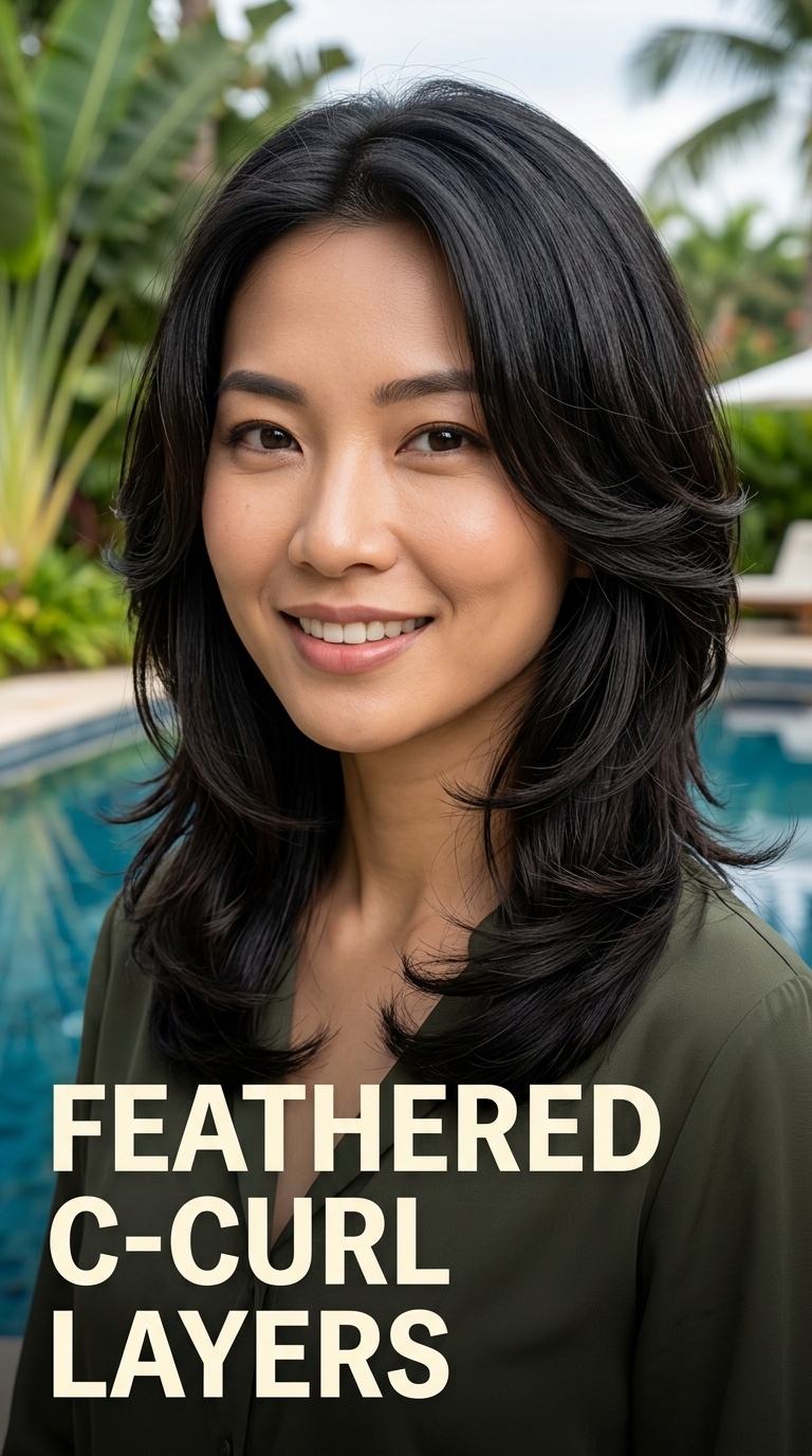Feathered C-Curl Layers