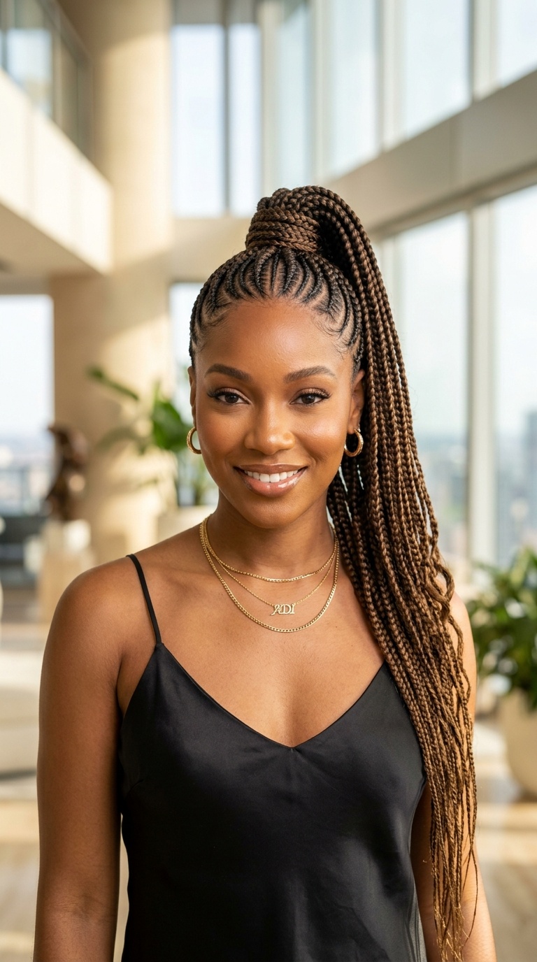 Feed In Braids High Ponytail