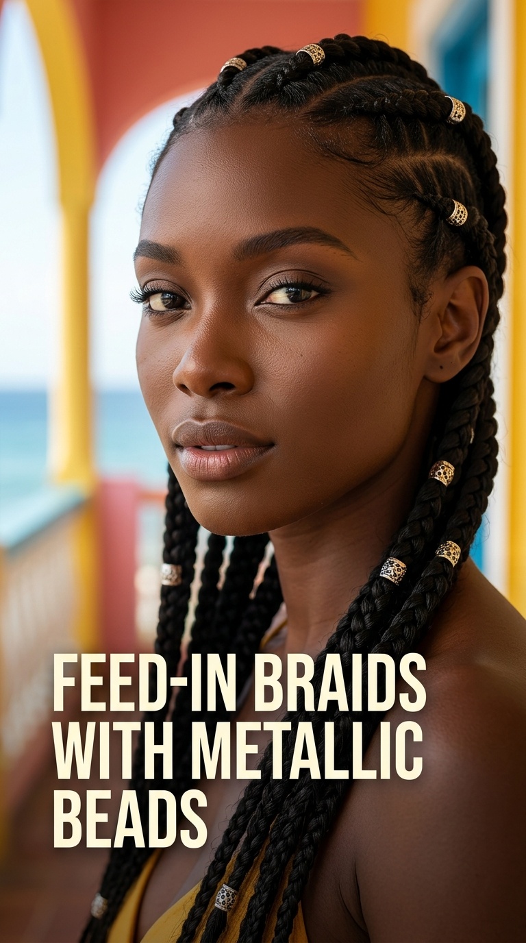 Feed-In Braids with Metallic Beads