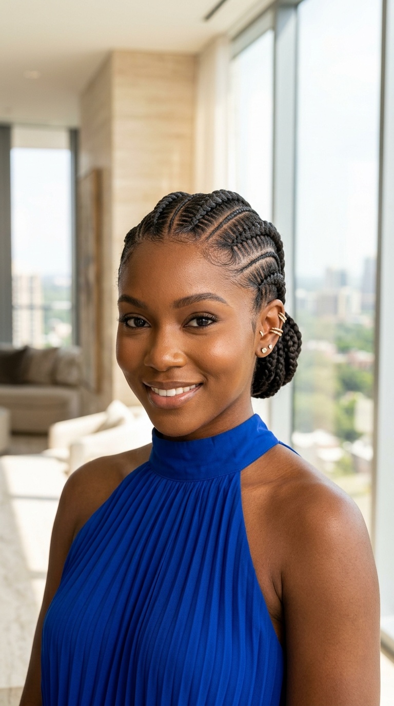 Feed-in Cornrows For Black Women