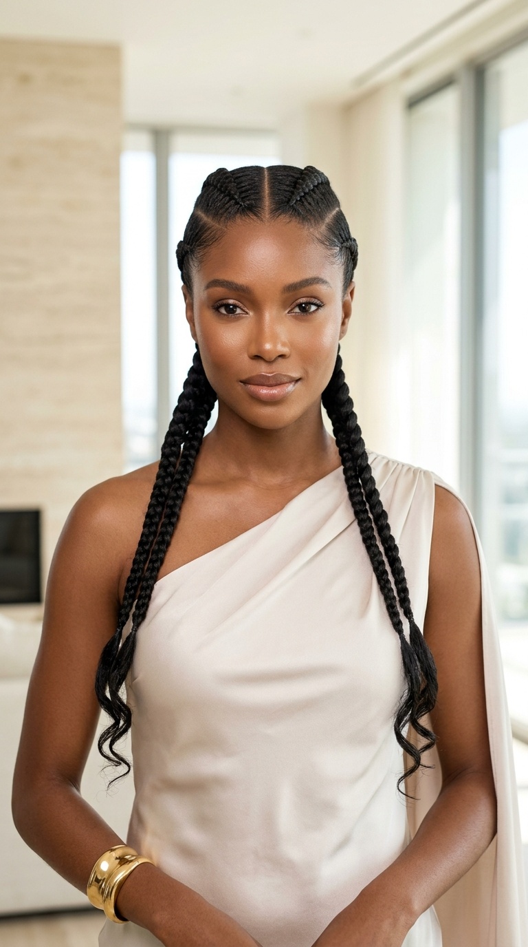 Feed In Two Braids Hairstyle