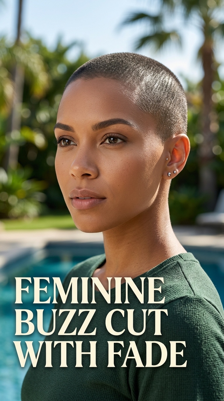 Feminine Buzz Cut with Fade