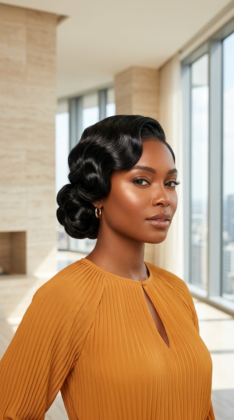 Finger Wave Low Bun Style