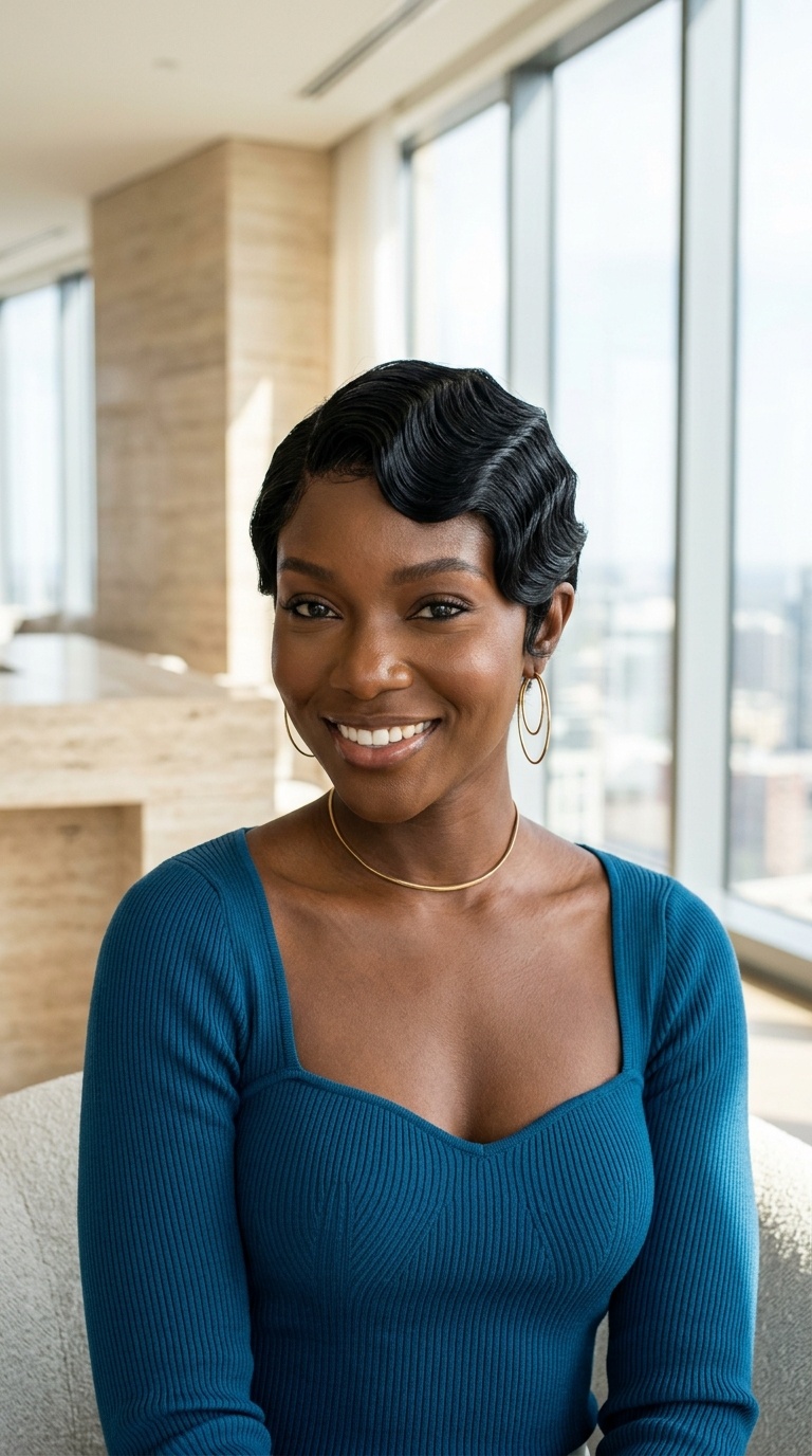Finger Wave Wig Black Women