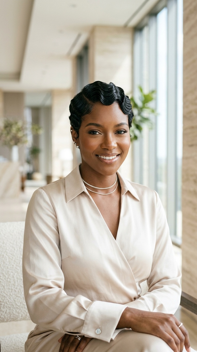 Finger Waves Low Haircut Women