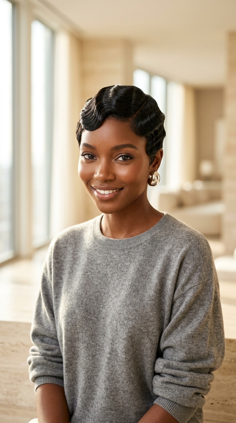 Finger Waves Short Black Hair