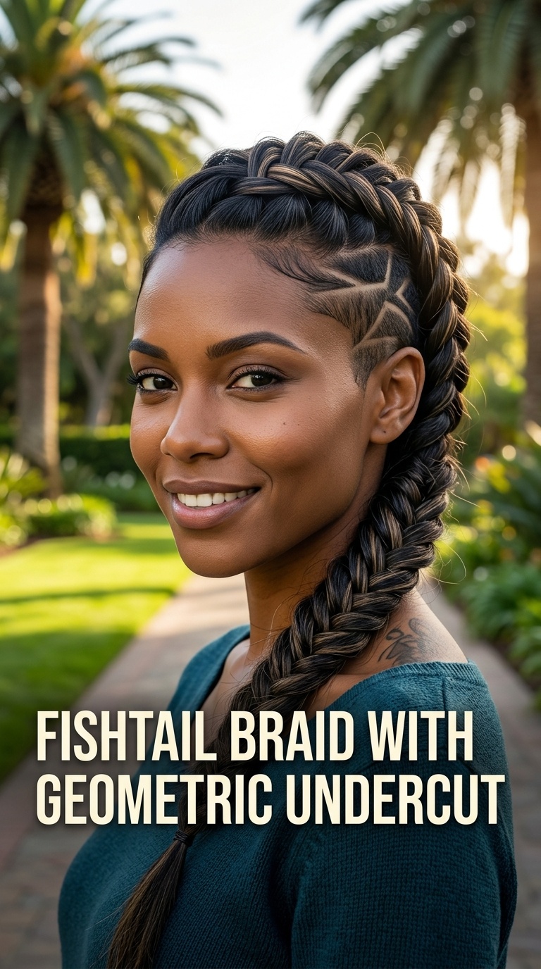 Fishtail Braid with Geometric Undercut