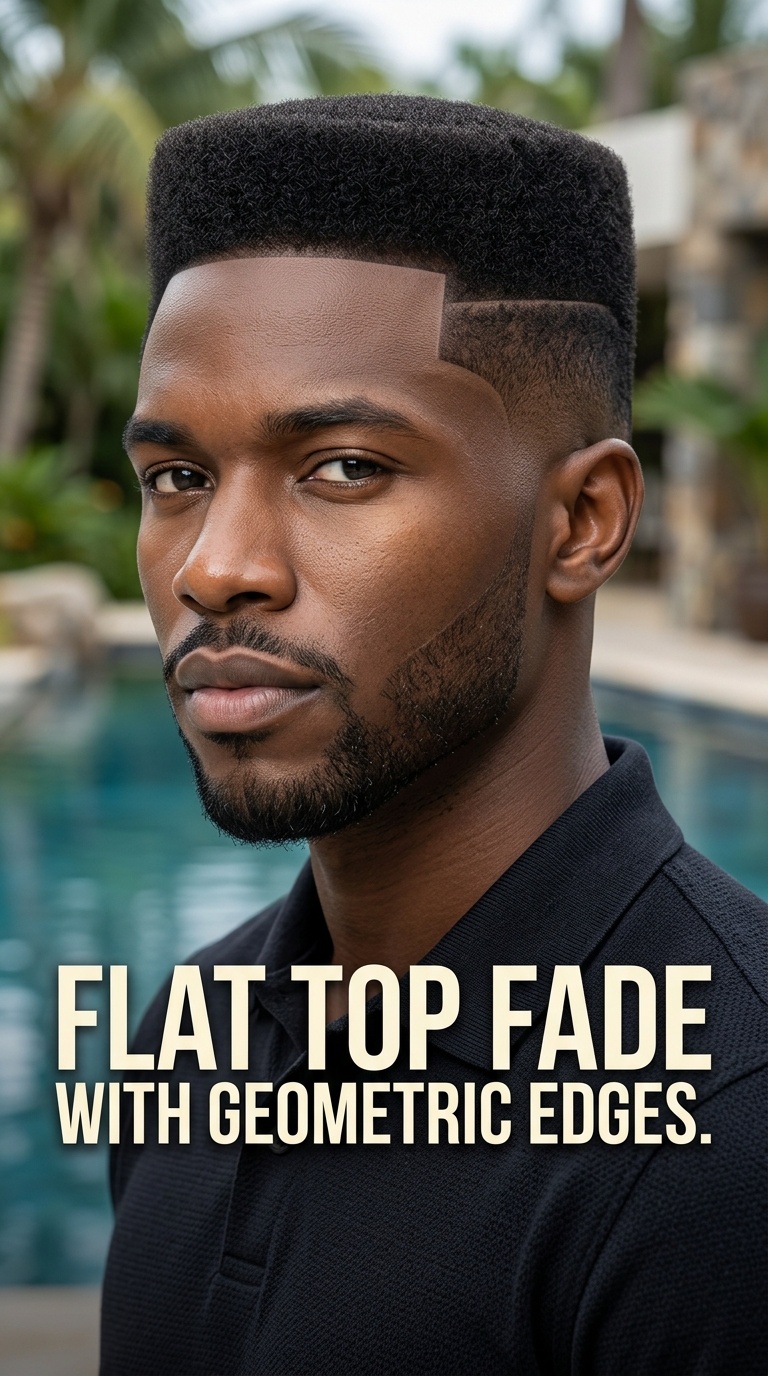 Flat Top Fade with Geometric Edges