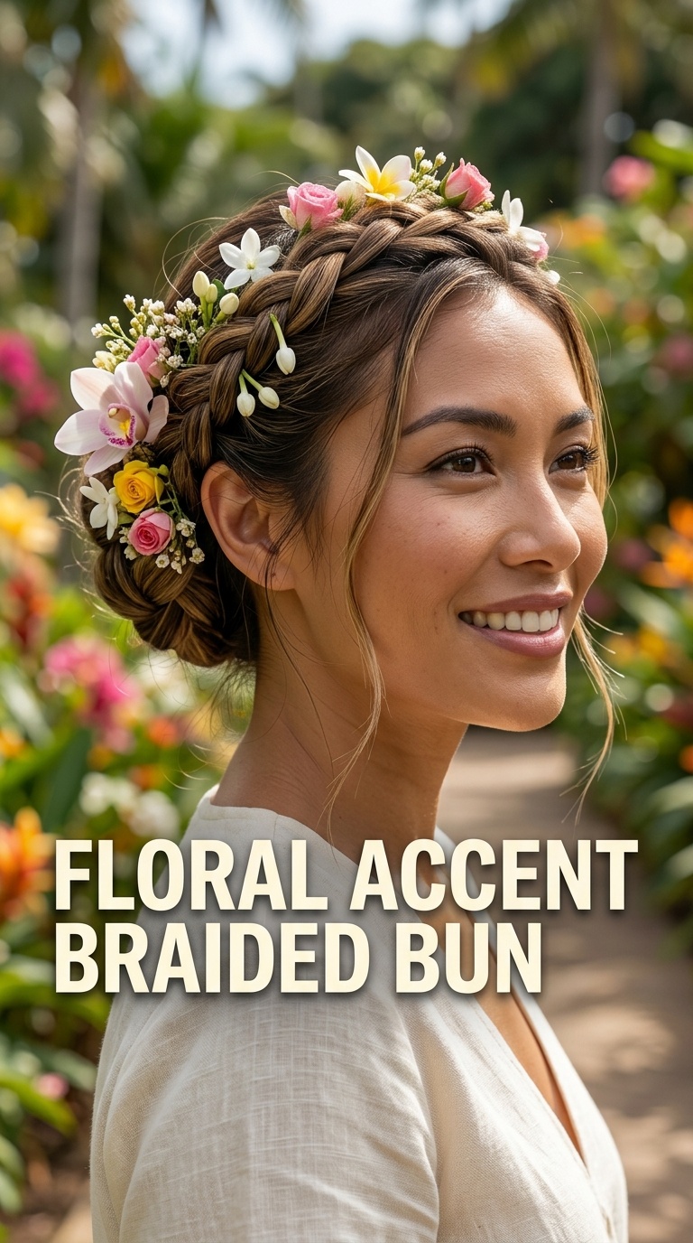 Floral Accent Braided Bun