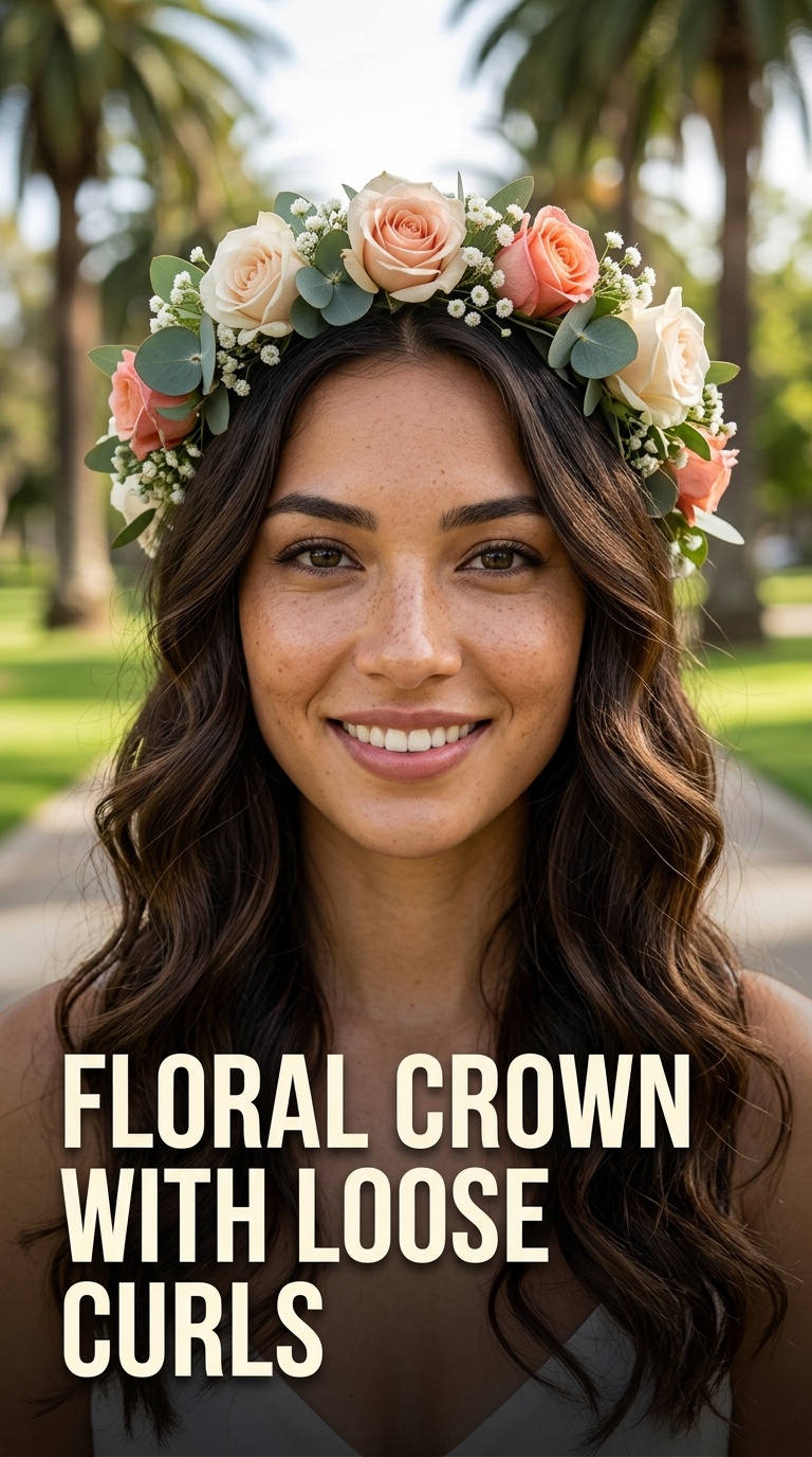 Floral Crown with Loose Curls