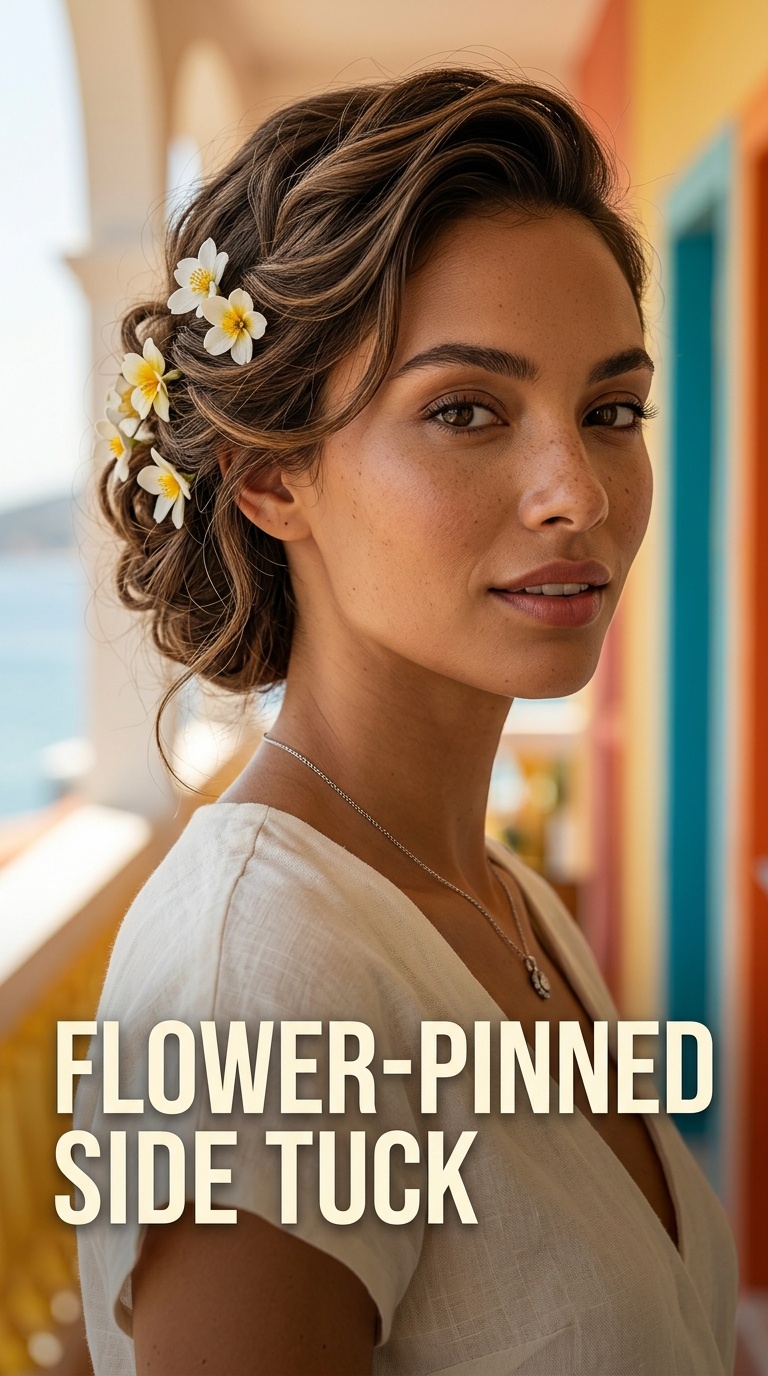 Flower-Pinned Side Tuck