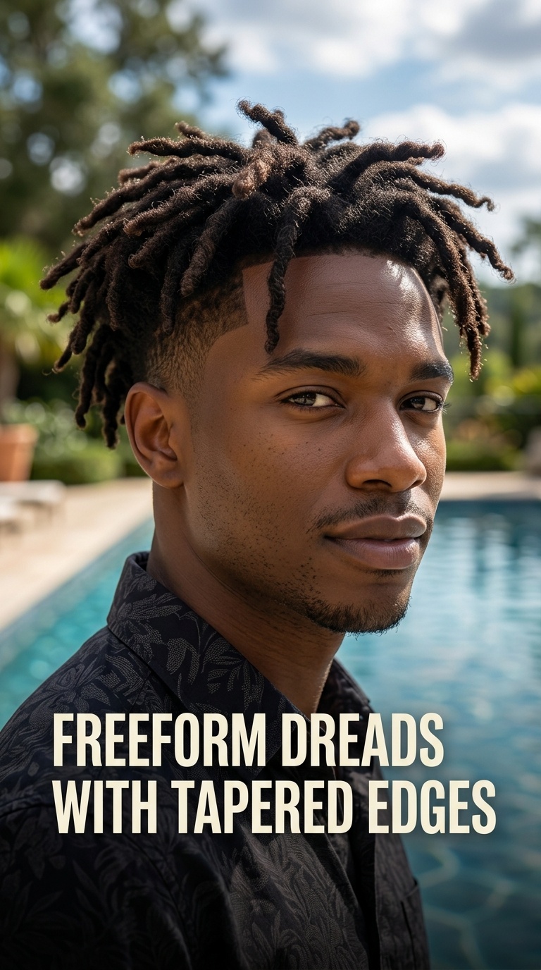 Freeform Dreads with Tapered Edges