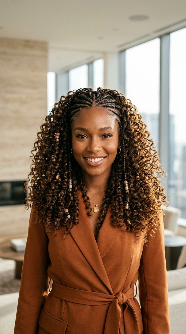 French Curl Braids With Beads