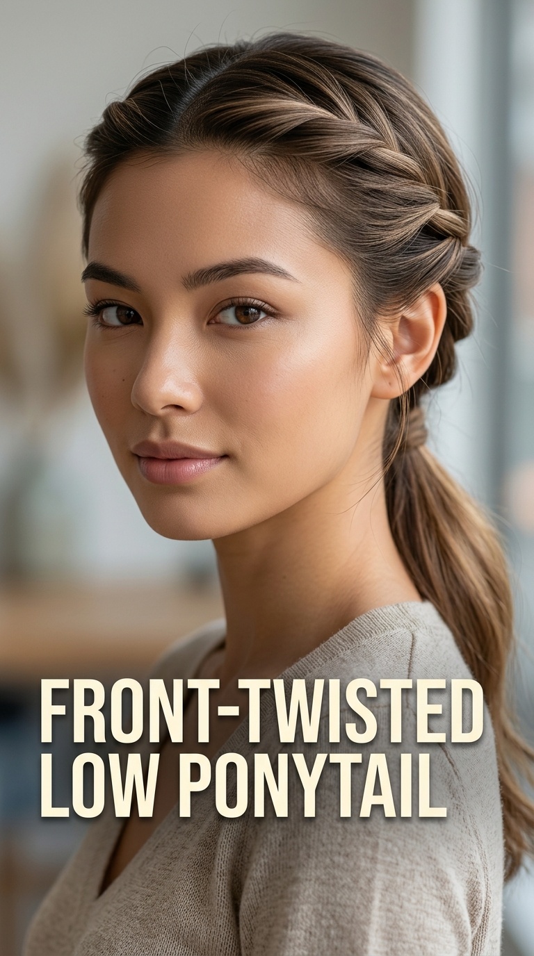 Front-Twisted Low Ponytail