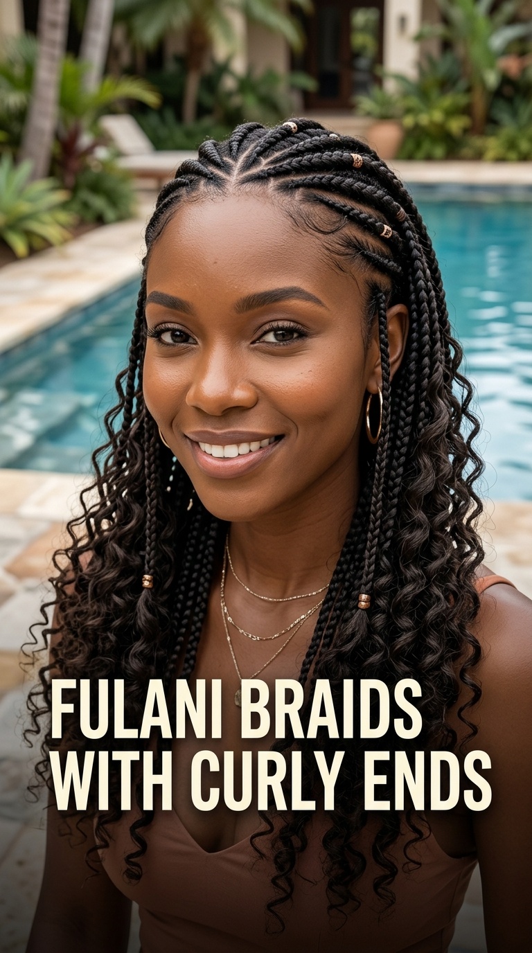 Fulani Braids with Curly Ends