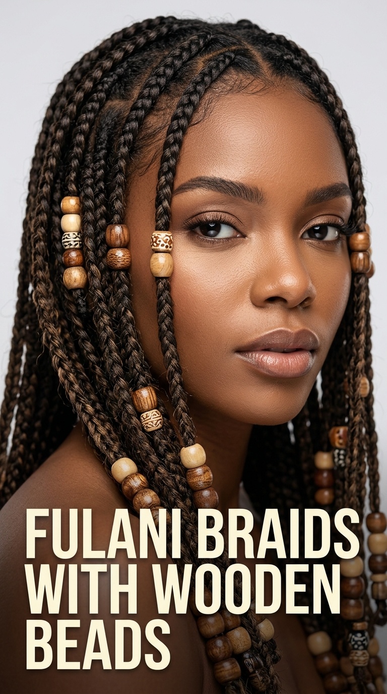 Fulani Braids with Wooden Beads