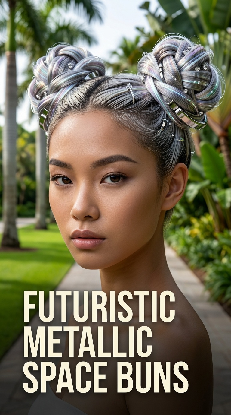 Futuristic Metallic Space Buns