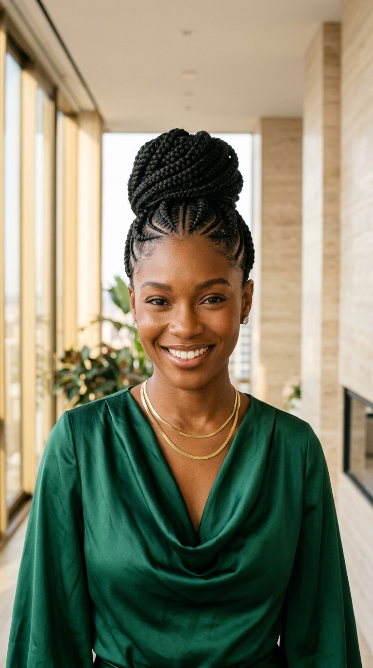 Ghana Braid Updo For Women