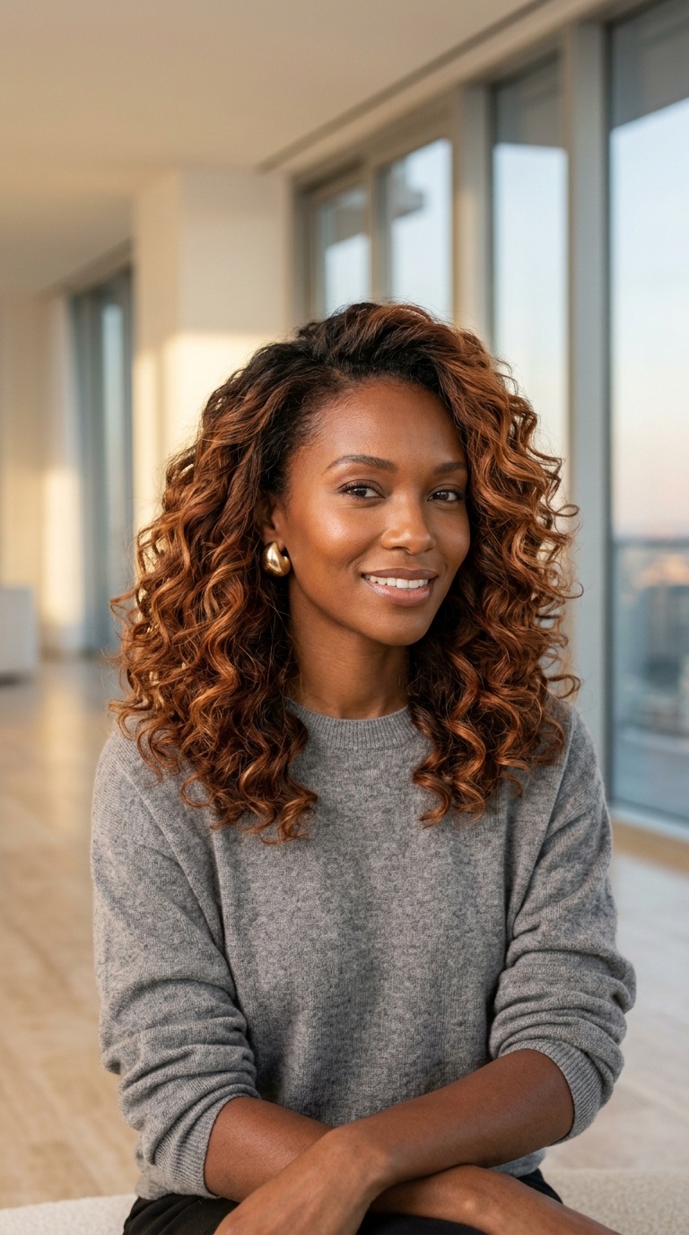 Ginger Balayage On Natural Hair