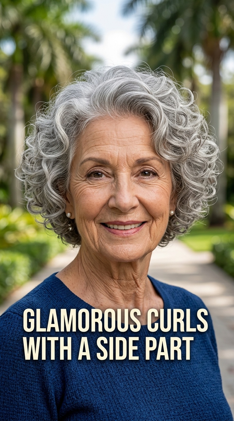 Glamorous Curls with a Side Part