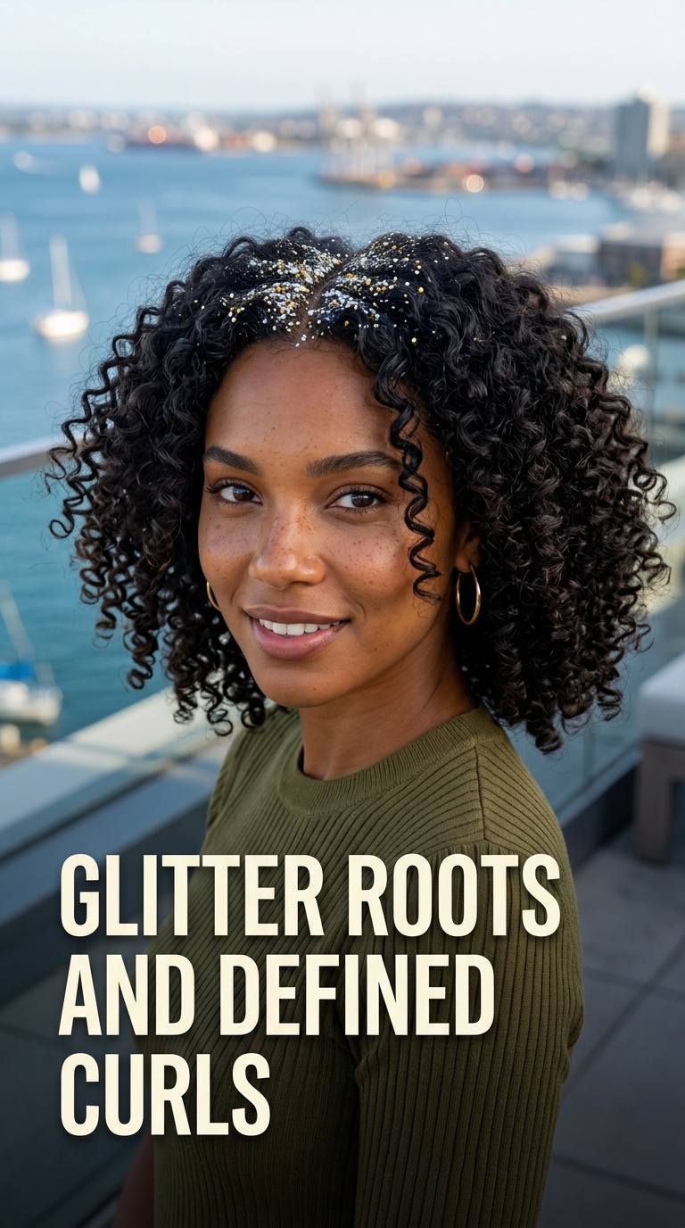 Glitter Roots and Defined Curls