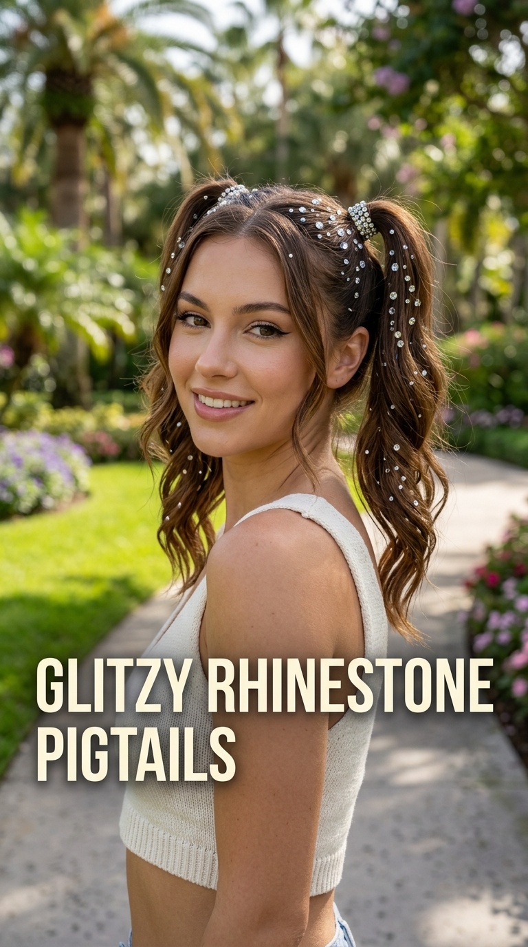 Glitzy Rhinestone Pigtails