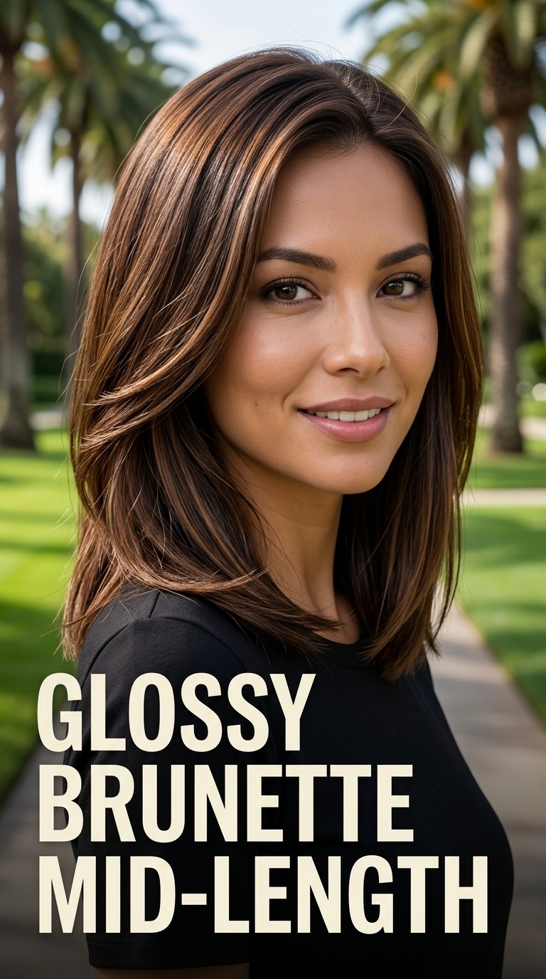 Glossy Brunette Mid-Length