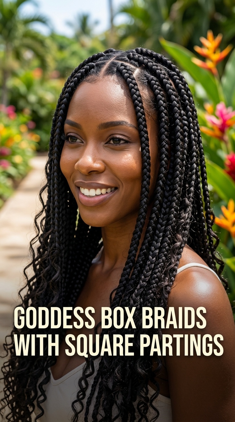 Goddess Box Braids with Square Partings