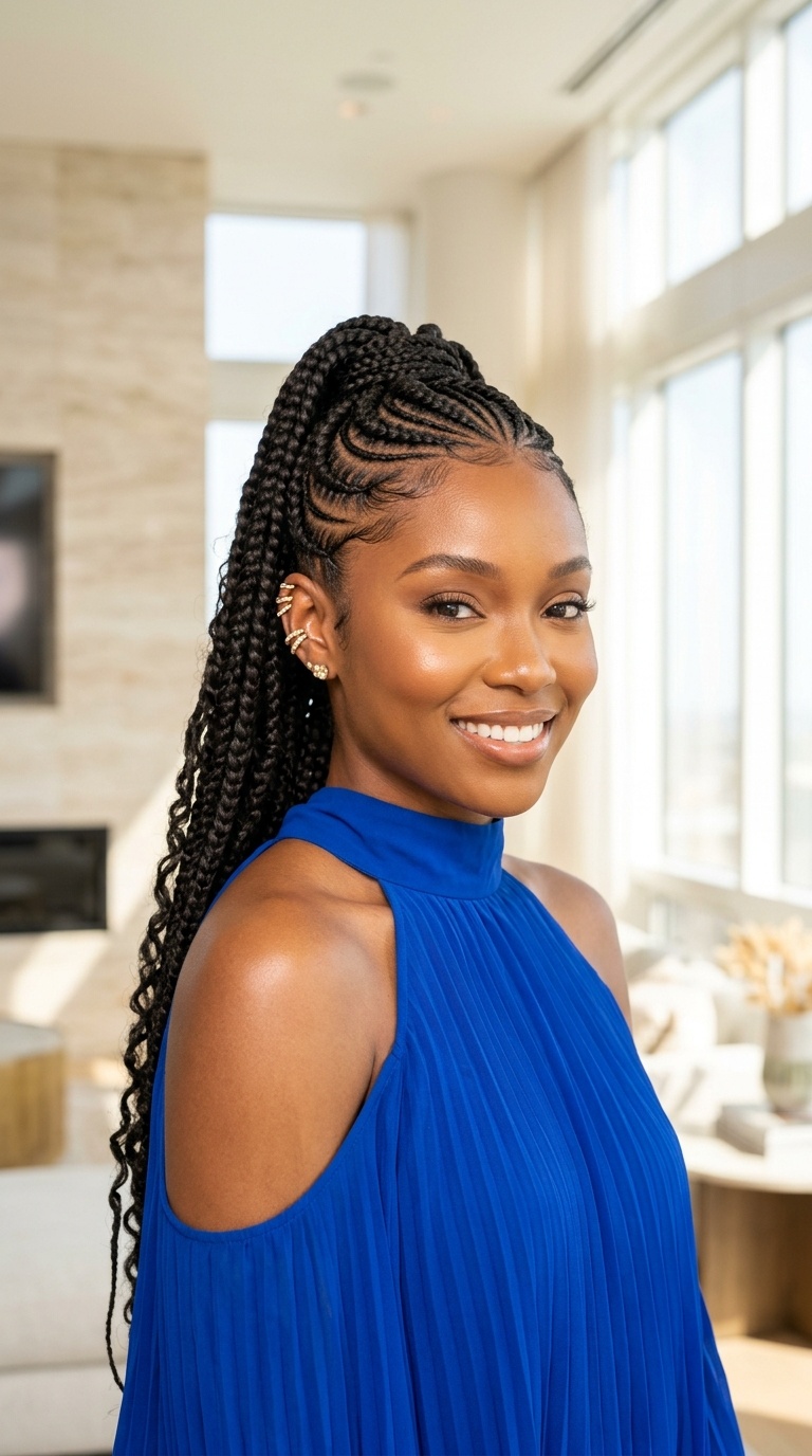 Goddess Braided Ponytail Black Hair