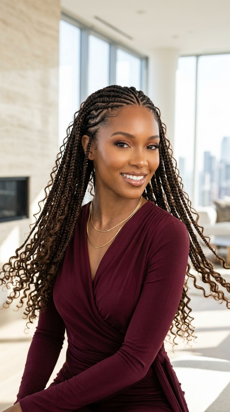 Goddess Braids With Curls