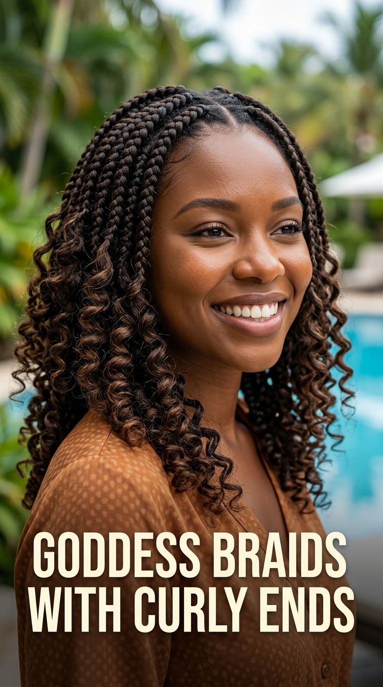 Goddess Braids with Curly Ends