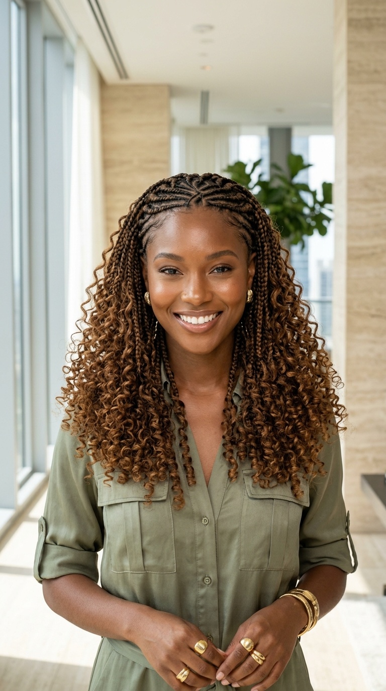 Goddess Braids With Curly Ends