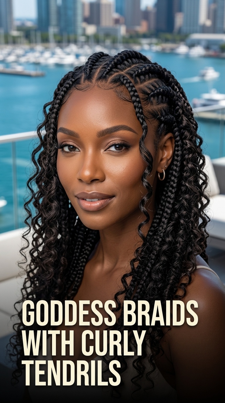 Goddess Braids with Curly Tendrils