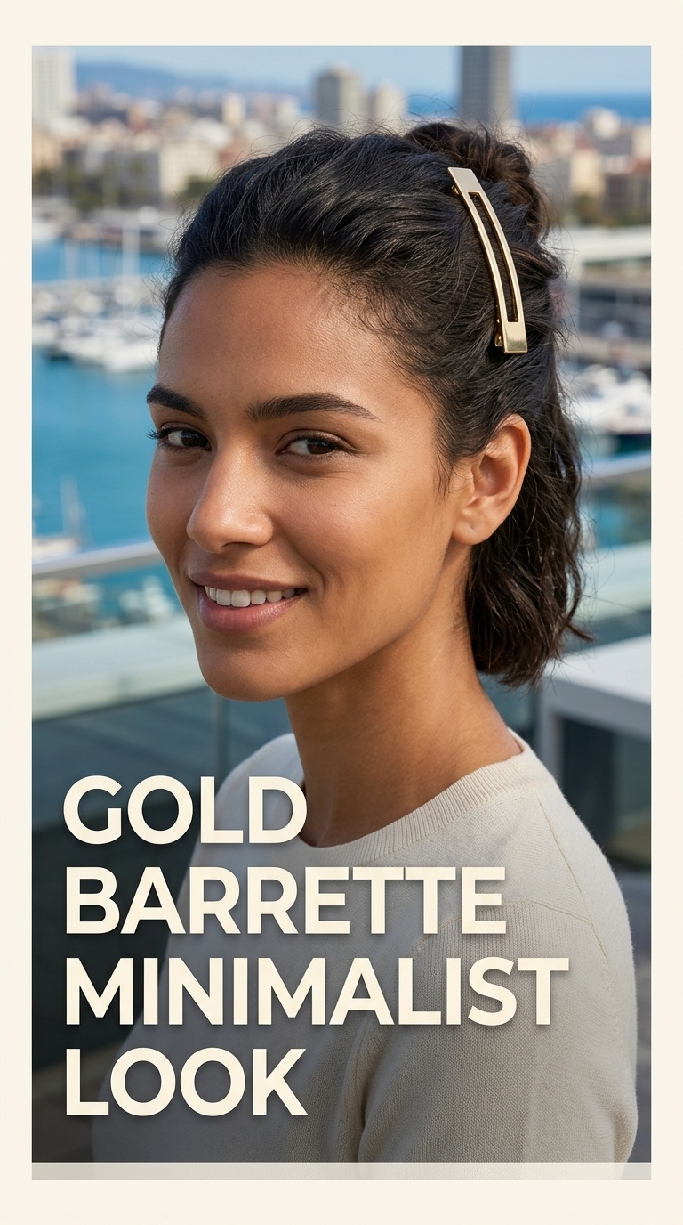 Gold Barrette Minimalist Look