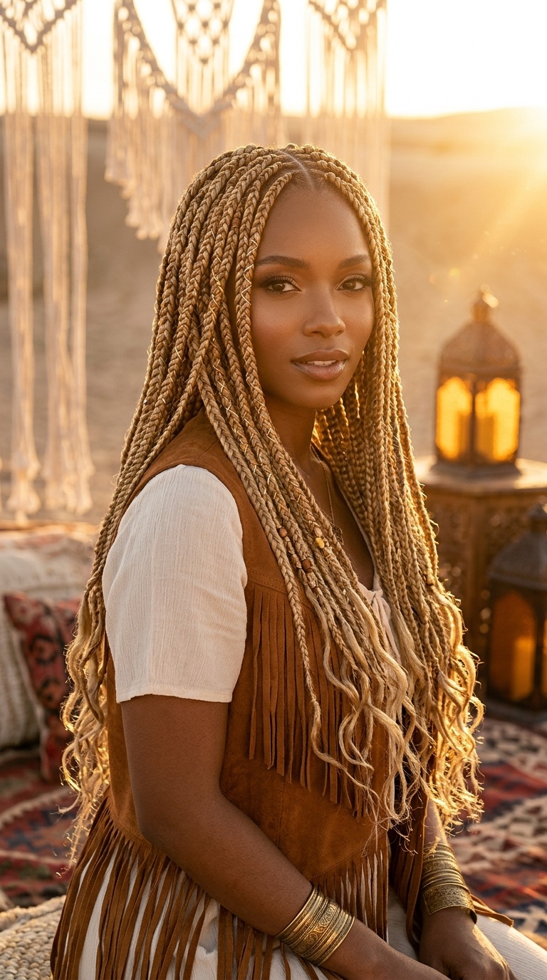 Golden Blonde Boho Braids Look