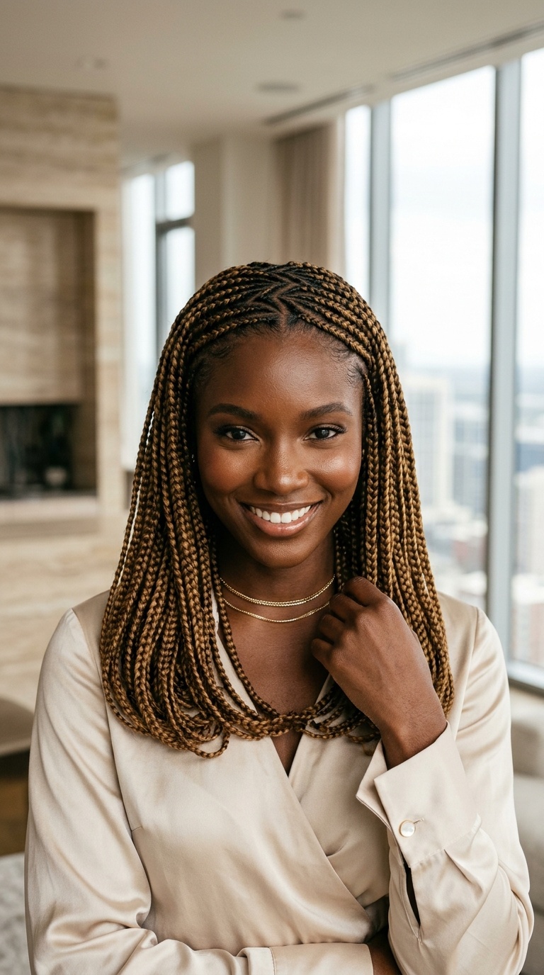 Golden Brown Zig Zag Braids