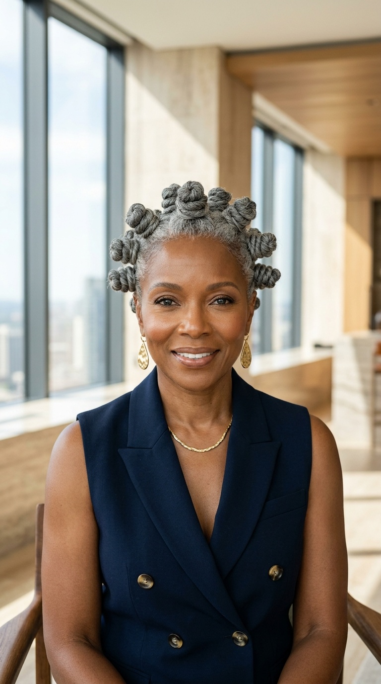 Gray Bantu Knots For Women
