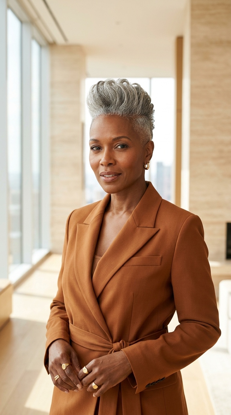 Gray Mohawk Fade For Black Women
