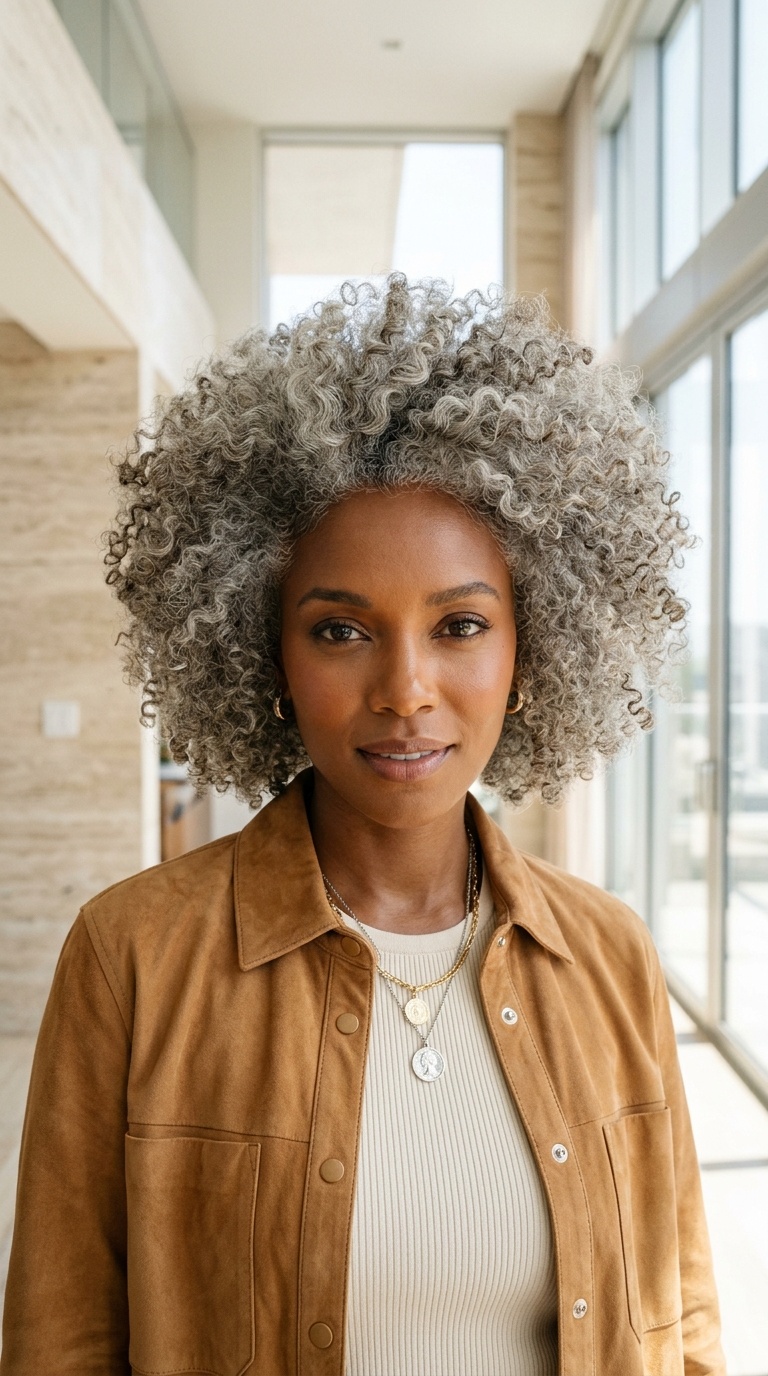 Grey Ash Blonde Afro Hair