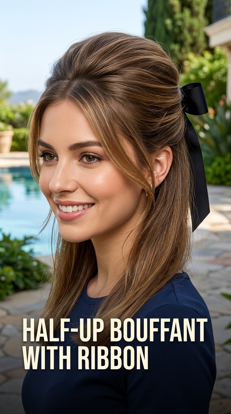 Half-Up Bouffant with Ribbon