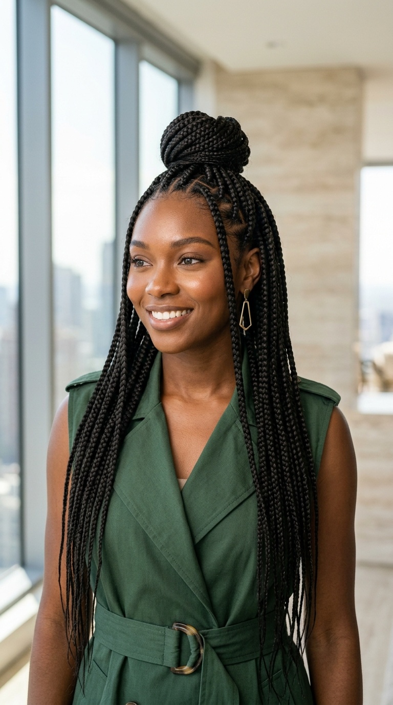 Half Up Half Down Box Braids