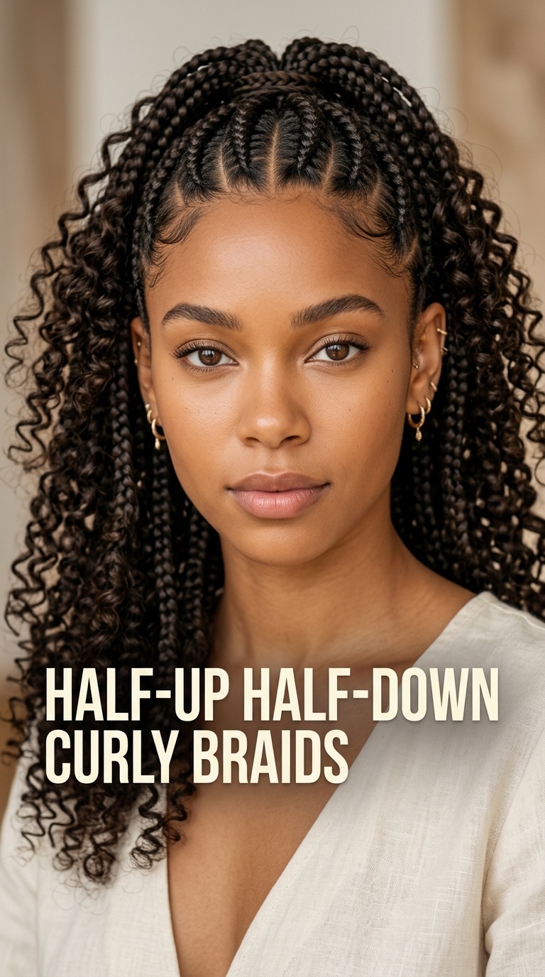 Half-Up Half-Down Curly Braids