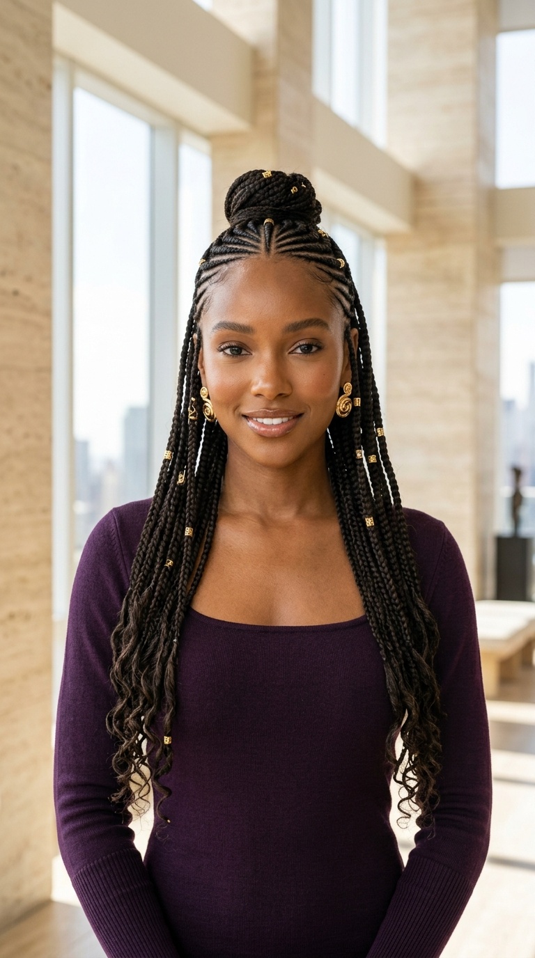 Half Up Half Down Fulani Braids