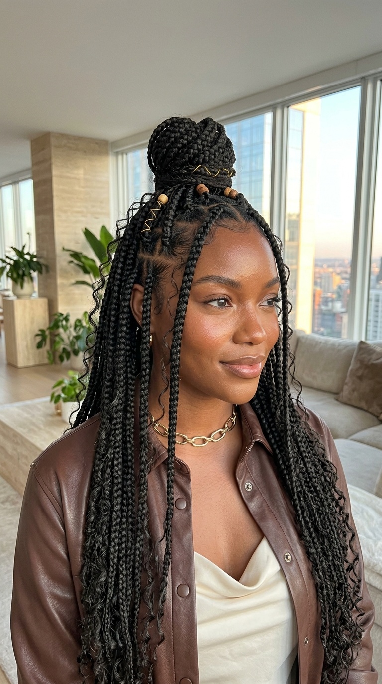 Half Up Half Down Goddess Braids