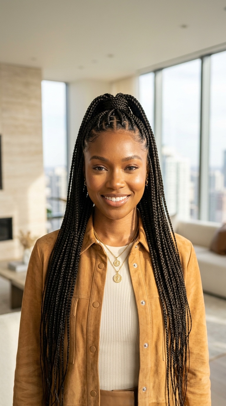 Half Up Half Down Knotless Braids