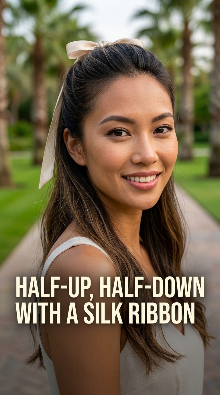 Half-Up, Half-Down with a Silk Ribbon