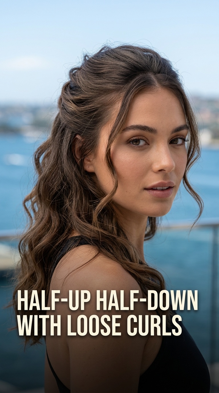 Half-Up Half-Down with Loose Curls